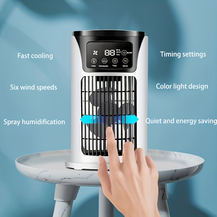 Portable Air Conditioner Humidifier Atmosphere Light Fan USB Cooler Air Conditioner, 3in 1 Function, Office Household Essential Cooler USB Portable Air Conditioner USB Fan