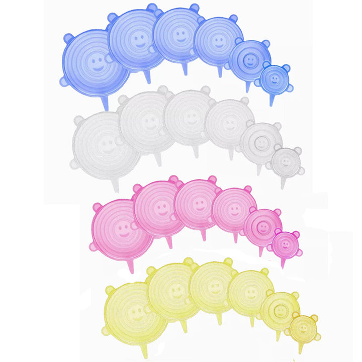 6/12pcs Reusable Silicone Stretch Lids - Multifunctional, Fresh-Keeping Covers for Food Bowls, Fruits & Veggies