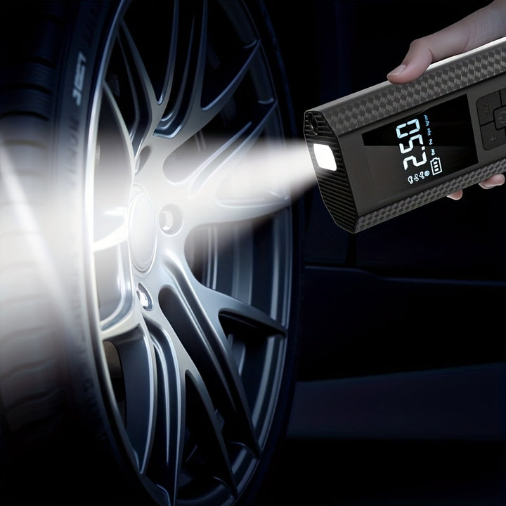 150PSI Portable Air Compressor with Tire Pressure Gauge & LED Display - 3X Faster One-Touch Smart Cordless Tire Inflator, USB-Powered, Rechargeable Battery