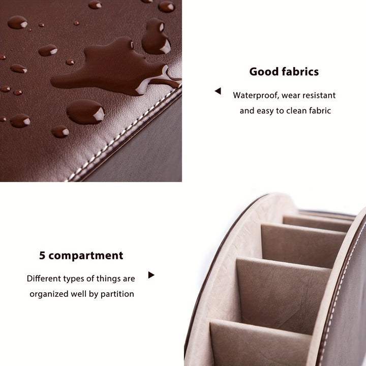 [5 Grid Partition Storage Box] Storage Box For SANQIAWNAN5 Grid Partition PU Remote Control Holder, Multifunctional Desktop Storage Box, Storage For TV Remote Control, Media Equipment Remote Control, Pen Holder, Brush Holder,