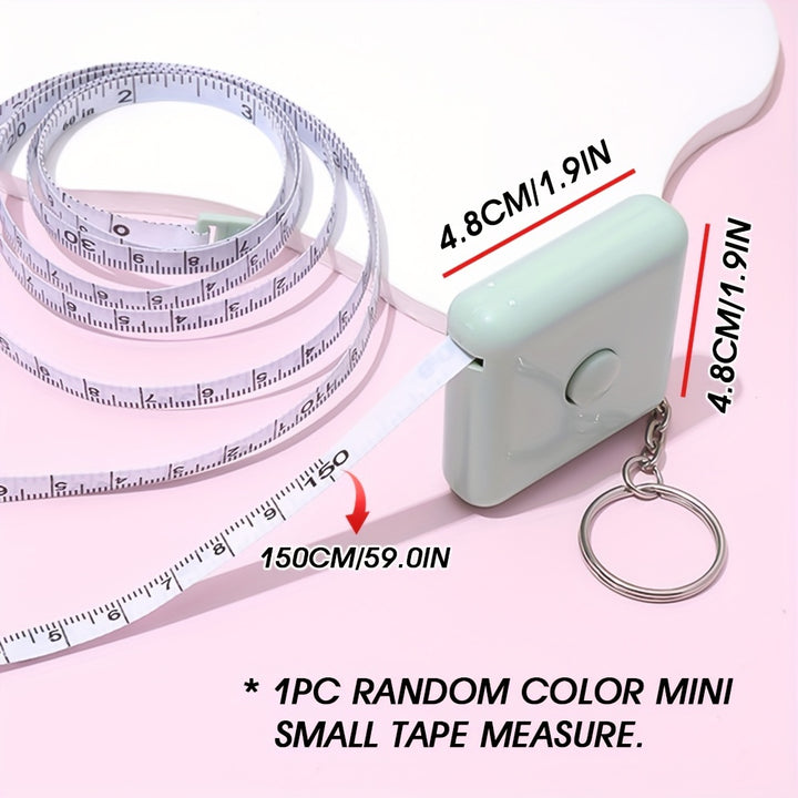 1pc Mini Measuring Tape Keychain, 59.06 Inches Retractable Dual Scale Ruler, Sewing Tailor Fabric Knit Craft Measurement Tool,, Random Color