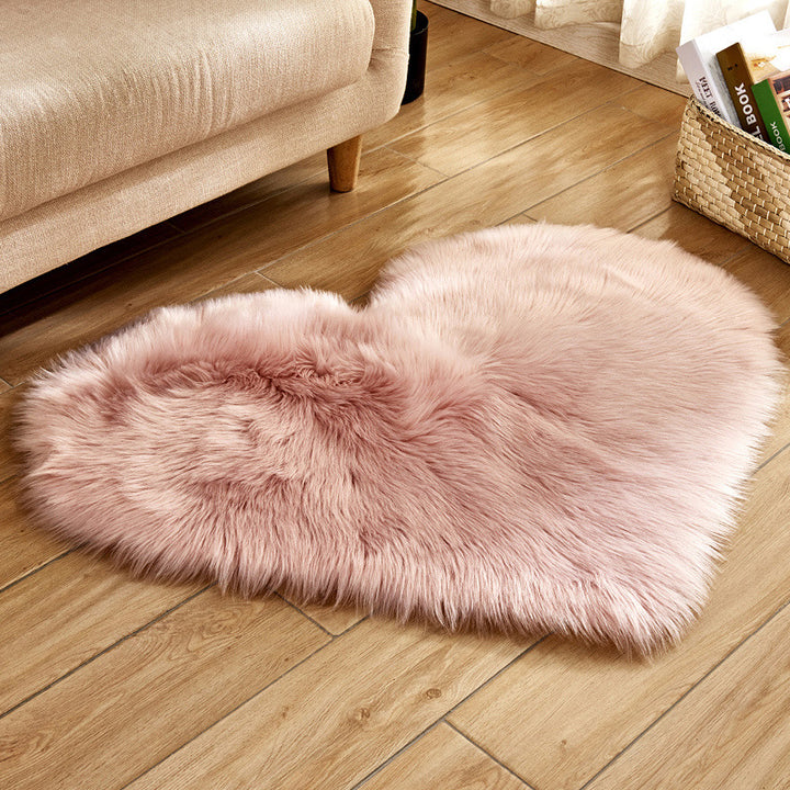 Heart Shaped Fluffy Shaggy Faux Fur Rug - 1pc Plush Carpet for Living Room Bedroom Sofa - 50*60cm/19.68*23.62in Area Mat