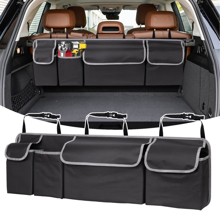 Large Capacity 600D Oxford Fabric Car Seat Back Organizer, Universal Fit - Multiple Pockets - Vehicle Storage Solution, Polyester Fiber Material