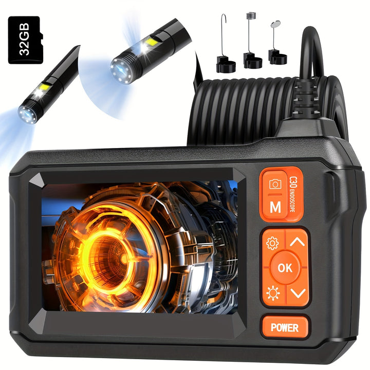 [HD Inspection] Borescope Camera With Light | 1080P HD | 50ft Snake Camera | Gadgets For Men (4.3")