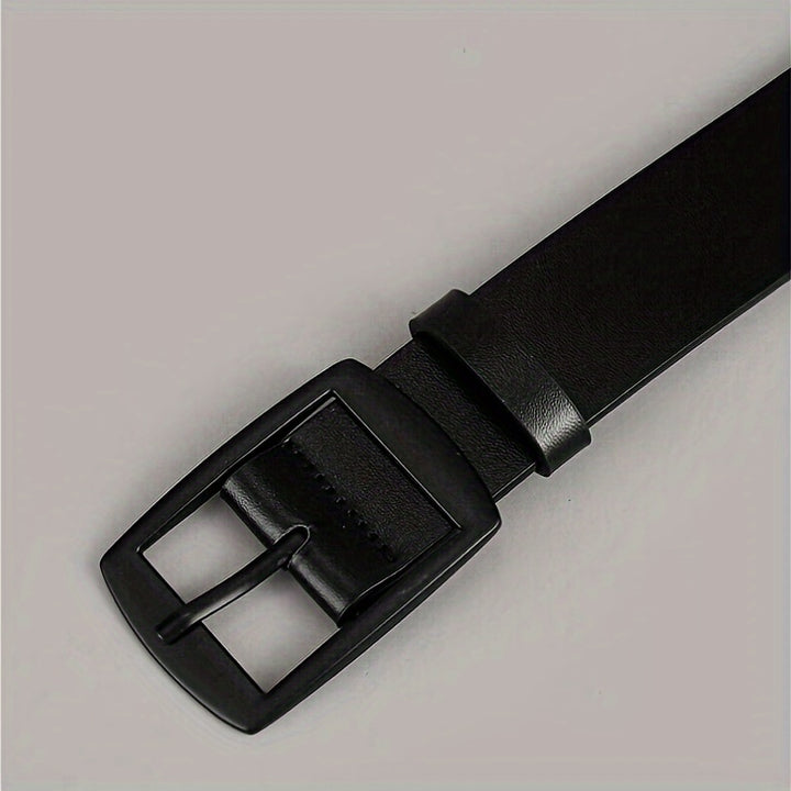 1pc Men's Fashionable PU Leather Belt, Simple And Retro Design Smooth Buckle Belt For Men Daily Life Christmas Gift