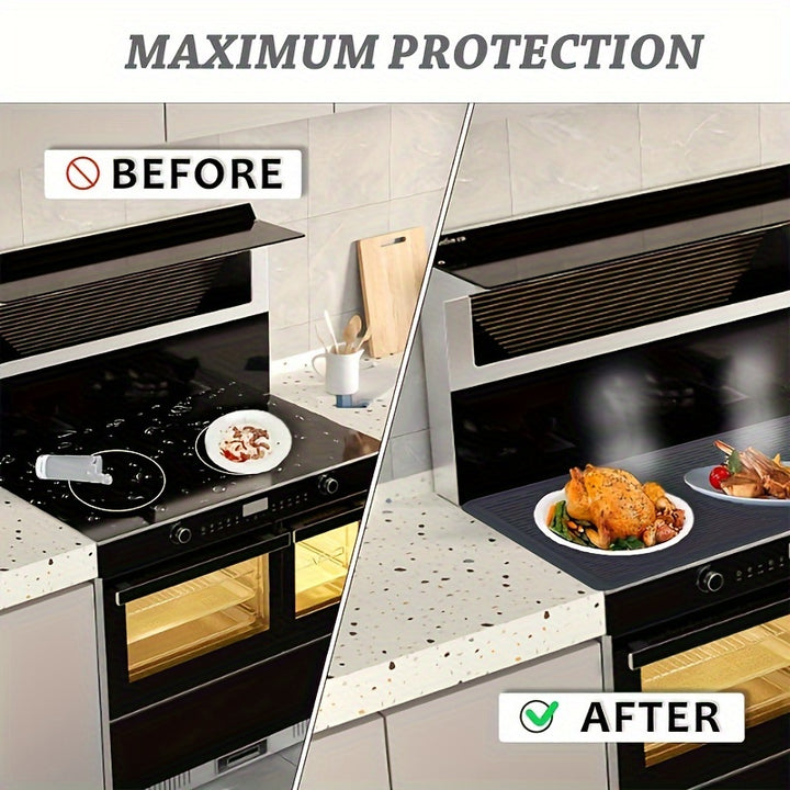 Stove Sovers For Stove Top - Silicone Electric Stove Cover Mat - 28 X 20 Ceramic Stove Guard Stove Top Protector, Heat Resistant Glass Cooktop Cover, Dish Drying Mats For Kitchen