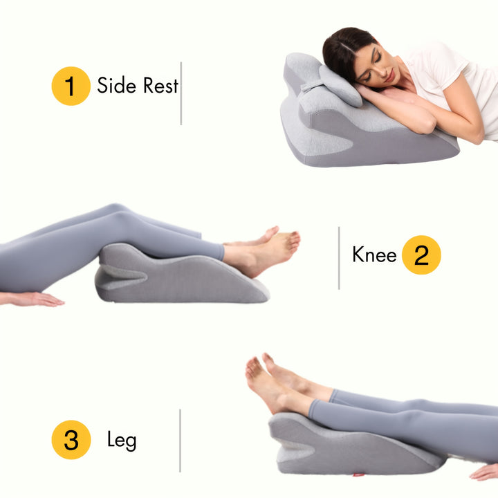 [Rebote Lento] Almohada en Forma de Cuña | Cojín en cuña con reposacabezas | Espuma de Rebote Lenta y Soportiva | Funda Lavable y Removible 50D | Para espalda, cuello y piernas | Multifuncional