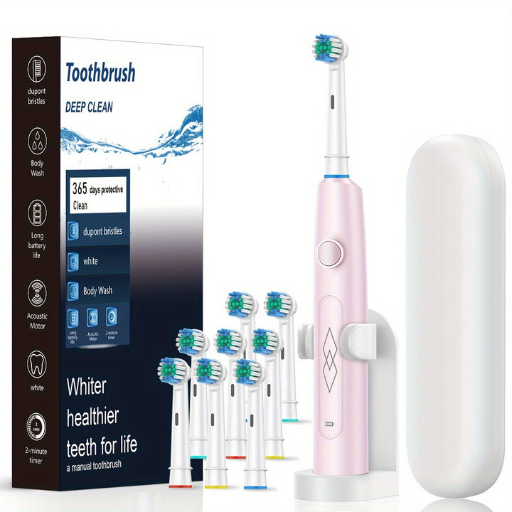 Sleek Black Sonic Electric Toothbrush for Adults - USB Rechargeable, Deep Clean with Soft Bristles, 600mAh Lithium Polymer Battery, Oral Care with 5 Modes, Includes 4 Ribbon-Tied Brushes + Gift Box