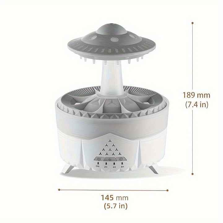 UFO Design Aromatherapy Humidifier with Rainbow Night Light, 11.83oz Capacity, Remote Control, 110V/220V Dual Voltage, US Plug, Essential Oil Compatible, Water Shortage Protection, Atomization Mode, <33.81oz Tank, <10㎡ Area