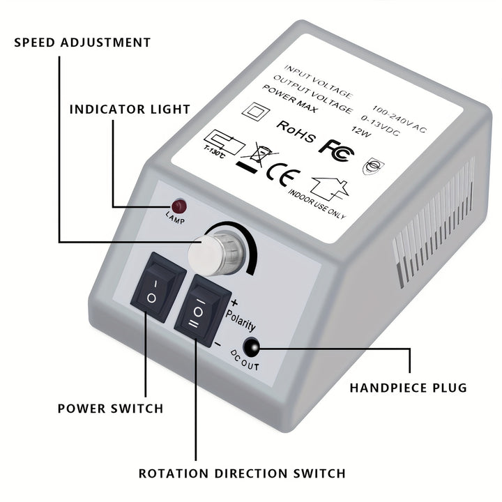 156pcs Professional Electric Nail Drill Machine Set - Low Noise, Vibration-Free, Adjustable Speed, LED Light, Ergonomic Design - For Acrylic Nail, Gel Art, Nail Polish Remover, Pedicure, Glazing, Polishing, and Grinding