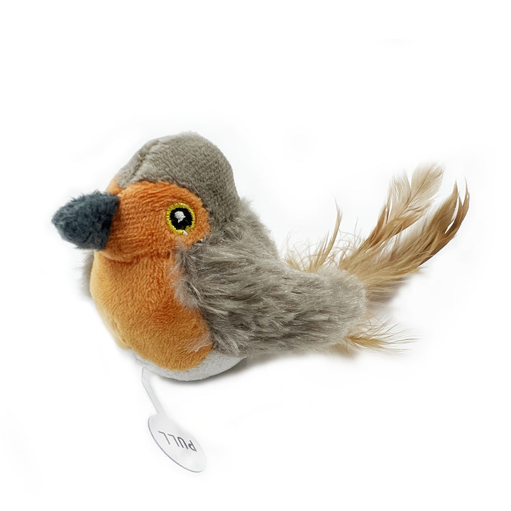 Sparrow Bird-Shaped Pet Toy, Fabric, Animal Print, Battery Powered, Non-rechargeable, Suitable for All Breed Sizes, Safe Button Battery, Interactive Play for Cats