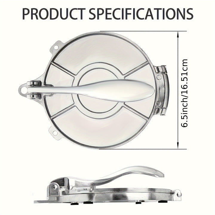 6.5 Inch Corn Tortilla Press Dough Press Corn Tortilla Maker Corn Tortilla Manufacturing Machine Press Press Cutter Patty Rotating Pizza Press Silvery