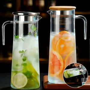 37.1oz/54.1oz Heavy Duty 1pc Water Pitcher With Stainless Steel or Wooden Lid, For Juice, Bubble Tea, Summer Drinkware, Kitchen Stuff, Home Kitchen Items, Birthday Gifts