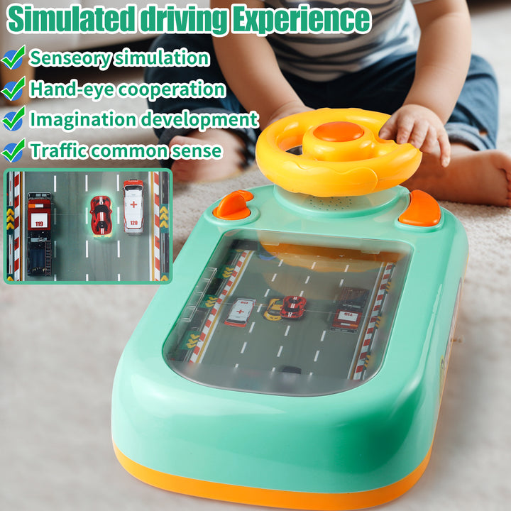 Jouet de volant de voiture de course pour enfants, jeu interactif pour des courses, des esquives et des dépassements, avec effets sonores et lumineux, simulation amusante pour développer des compétences de conduite.