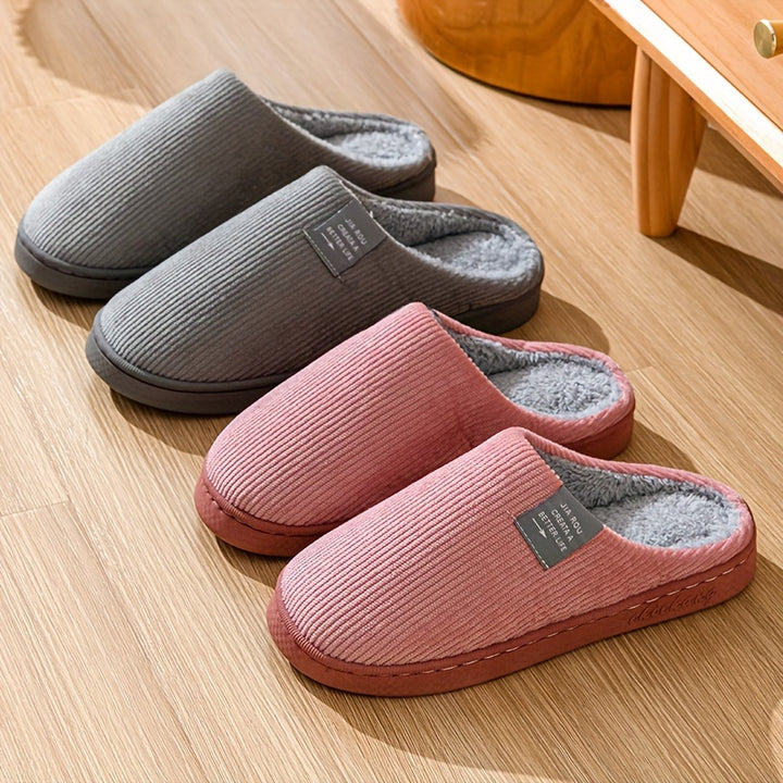 Cozy Plush-Lined Winter Slippers for Couples - Non-Slip, Thick Sole Indoor Shoes with Soft Fabric Lining