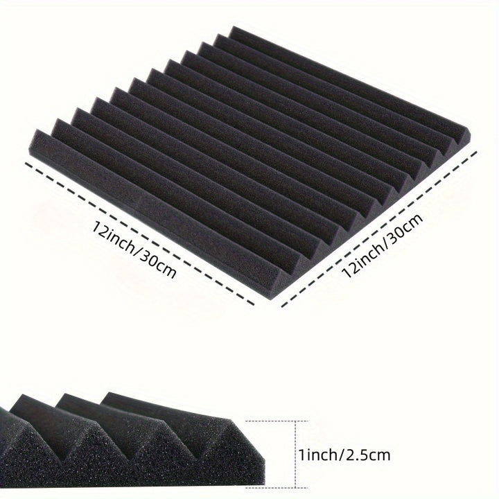 10pcs HERTBER High-Density Flame Retardant Acoustic Foam Panels - Soundproof Wedge Tiles for Studio, Home Theater, Office, Practice Room, Podcast Studio