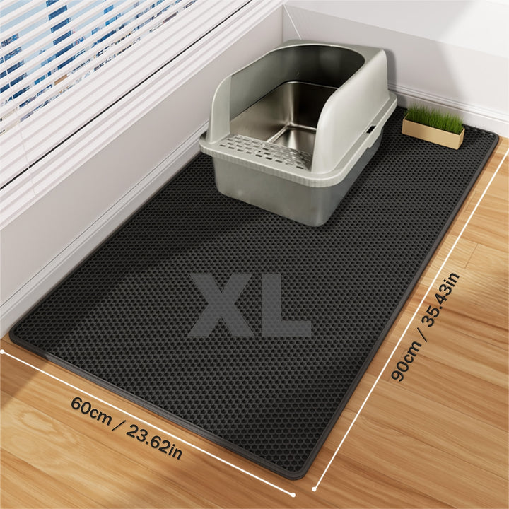 Extra-Large Double-Layer Cat Litter Mat Made of EVA Material, Designed to Prevent Splashes And Leaks, Keeping Litter Contained. It Is Non-Slip, Washable, Waterproof, Odor-Resistant, And Easy to Clean - Perfect for Litter Boxe