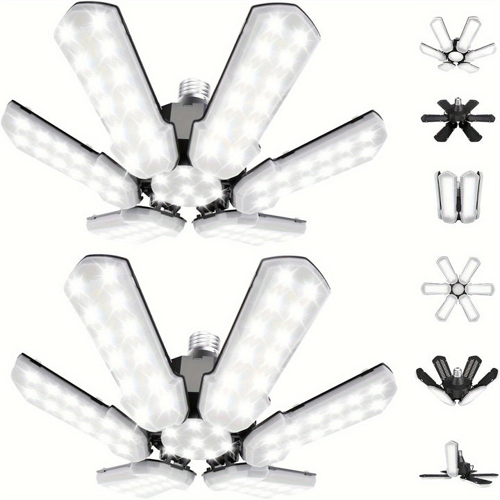 [Pannelli Regolabili] Luci LED per Garage | Confezione da 1/2/4 | Pannelli Regolabili 6+1 | 5000LM 6500K | Illuminazione del garage | Per l'illuminazione natalizia del fienile interrato | CA 110 V