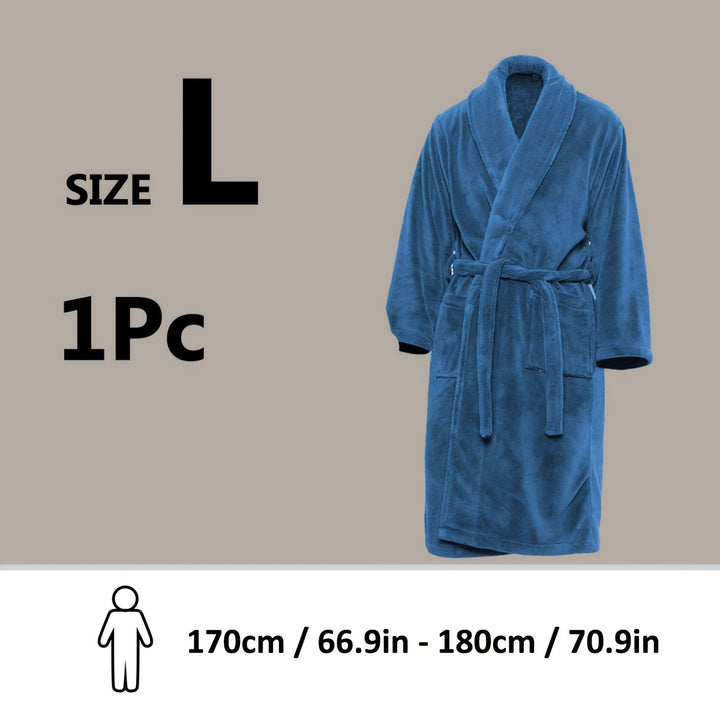 Unisex Extra Warm Coral Fleece Bathrobe Mens and Women Adult Robes for Your Bathroom Bedroom Shawl Collar Robes