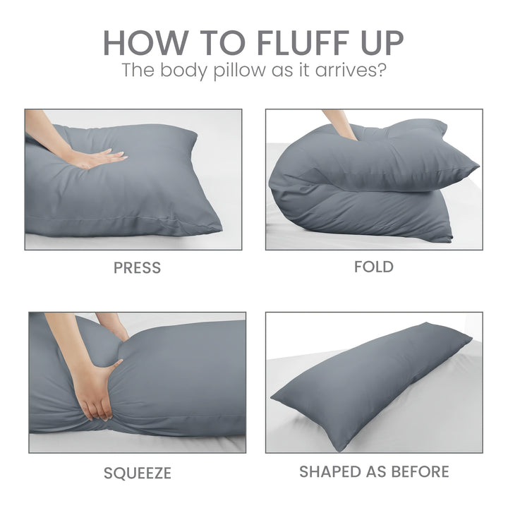 Soft & Fluffy Body Pillow Insert, 20 x 54, Grey - Long & Breathable for Side Sleepers