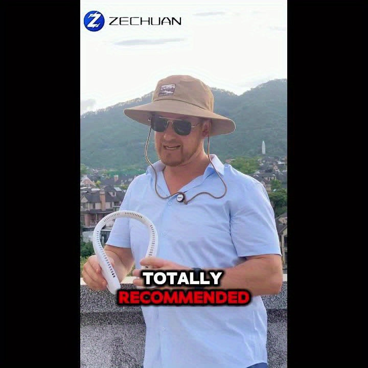 [5200mAh Portable Neck Fan] Rechargeable Portable Neck Fan - 5200mAh USB-Powered Hands Free Bladeless Cooling Fan With 3 Speed | Compact & Lightweight For Outdoor, Travel, Picnic, BBQ, Fishing, Jobsite | Battery Powered (4-16