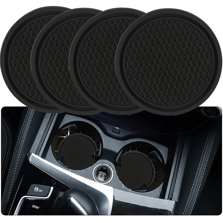 ZukMi Car Cup Coaster, Auto Car Cup Holder Insert Coasters Silicone Anti-Slip Drink Car Cup Mat, Universal Vehicle Interior Accessories 4pcs