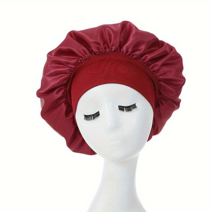 1 pieza de Bonete de Satén Sedoso para Cabello Rizado - Gorro de Noche de Banda Ancha para Niñas y Mujeres - Funda para el Cabello Suave y Cómoda para Dormir y Estilizar