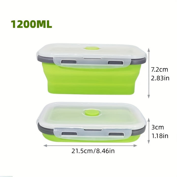Microwaveable BPA Free Collapsible Silicone Food Storage Container - Stackable Space Saving | Freezer, Dishwasher Safe | Collapsible Leftover or Meal Prep Lunch Box Containers