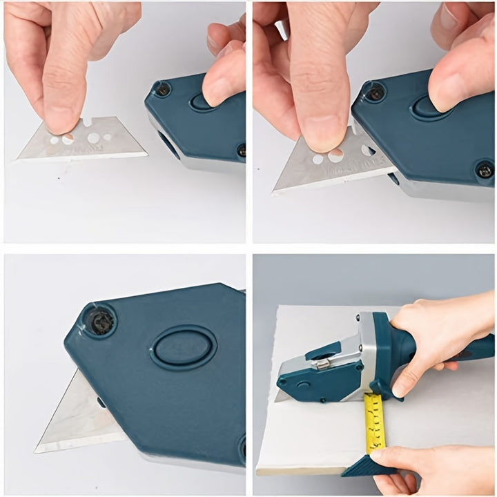 [Multimaterial Cutter] Professional Gypsum Board Cutter Kit - Easy Glide Precision Blade & 196.85inch Tape Measure, Aluminum Alloy & TPR Plastic, Dust-Free for Drywall, Foam, KT Cardboard Cutting - Includes Pencil & 20 Extra