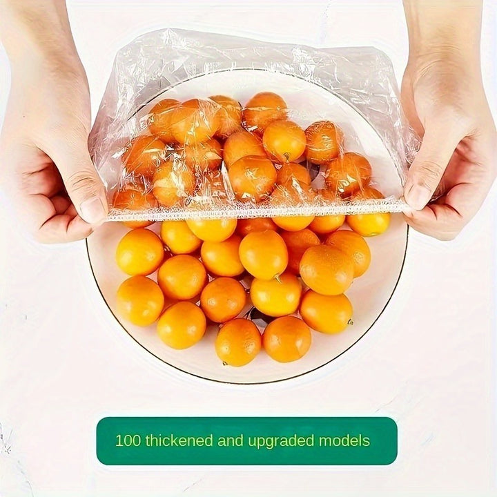 [100-Pack Reusable Transparent Covers] 100-Pack Reusable Elastic Food Storage Covers - Transparent Stretchable Plastic Bowl Plate Seal Wrap, Unscented, Perfect Alternative to Aluminum Foil and Cling Film