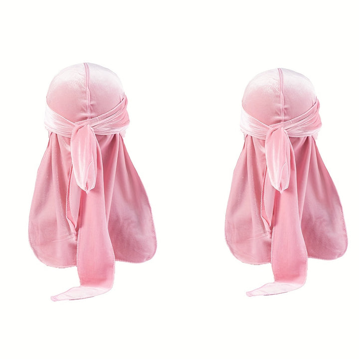 Durags en velours pour hommes - Longue queue, brillant, bonnet pour cheveux stylés