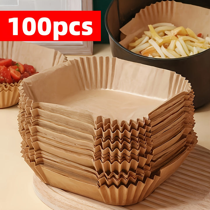 30/100 Pcs Non-Stick Air Fryer Liners - Easy Cleanup, Healthy Cooking, Single Sheets for Baking, Roasting & Microwaving - Ideal for Home & Commercial Kitchen