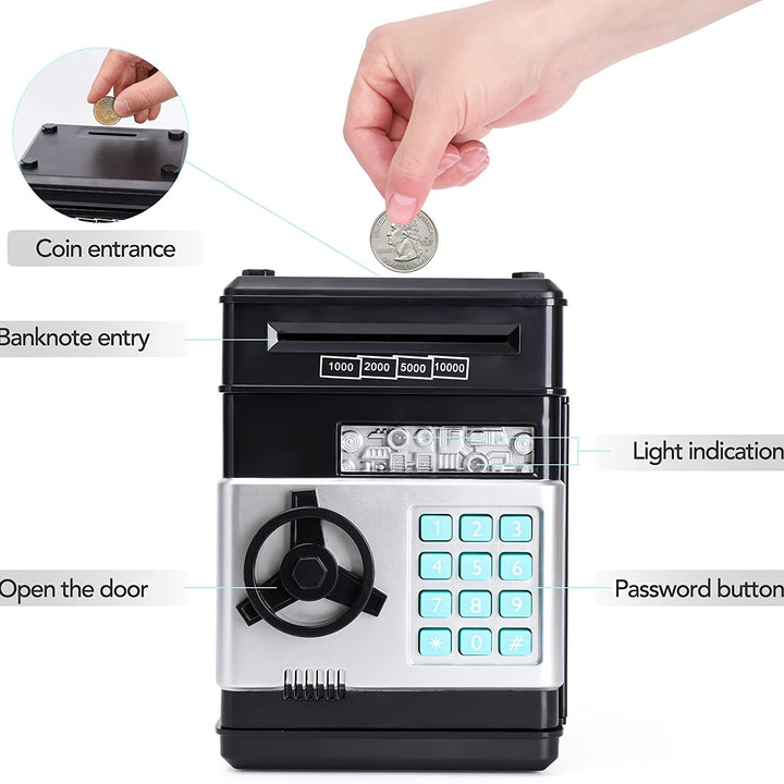 ATM Deposit Box Coin Deposit Box With Password, Kid-safe Money Jar With Automatic Grab Money Slot, Christmas, Thanksgiving Birthday Gift Toy Deposit Box For Girls And Boys Over 3 Years Old