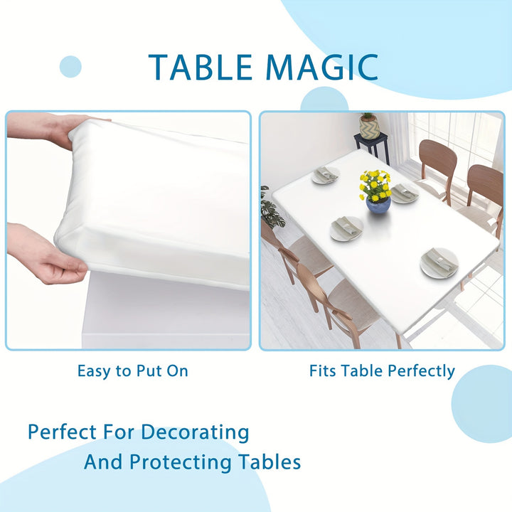 [4ft/6ft Foldable Tablecloth] 1pc Washable Rectangular Tablecloth for Outdoor Parties and Camping - Foldable, Elastic, and Fitted - 4ft/6ft Size - Durable Polyester Fabric for Home Decor