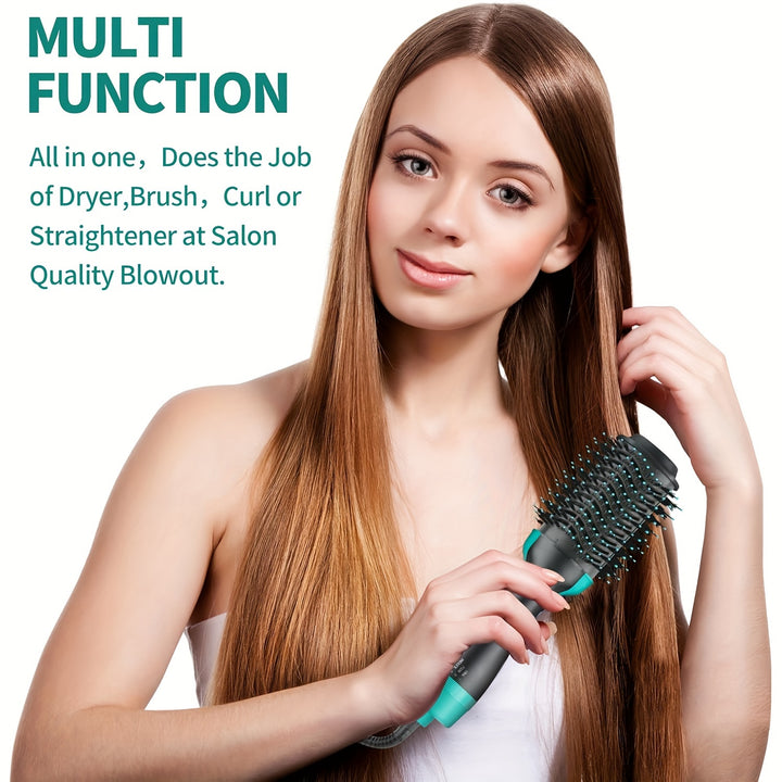 Brosse soufflante 4-en-1 avec température réglable - Réduit les frisottis et l'électricité statique pour tous les styles de cheveux avec des ions négatifs, poignée ergonomique - Brosse soufflante