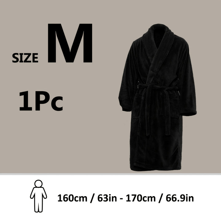 Unisex Extra Warm Coral Fleece Bathrobe Mens and Women Adult Robes for Your Bathroom Bedroom Shawl Collar Robes