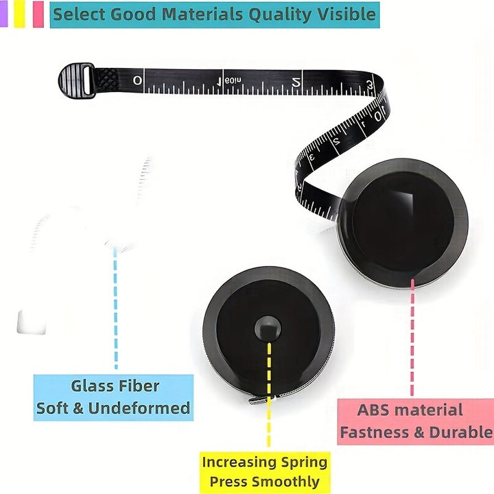 1pc SoftTouch 60in Retractable Sewing Tape Measure - Double-Sided Scale, Metal Blade, Positive Lock, Ideal for Sewing, Design, Body Measurement & Crafting