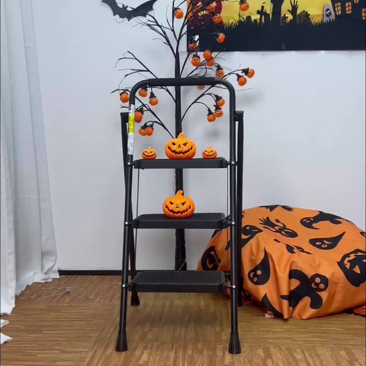 Échelle pliante robuste 2/3 marches avec capacité de 800 lbs - Escabeau avec poignée de confort - Idéal pour la maison, la cuisine et le bureau