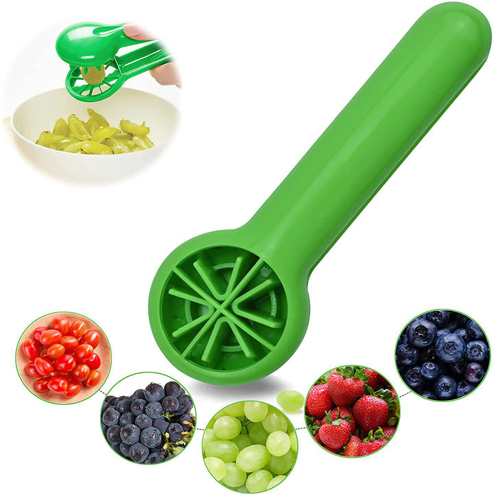 PANCERKA Portable Fruit Cutter - No Blade, Easy Grip Handle, Ergonomic Design for Safe Slicing, Dishwasher Safe, Ideal for Grapes, Cherries, Tomatoes, Strawberries, and Small Fruits, Fruit Slicing Tool | Ergonomic Handle | Du