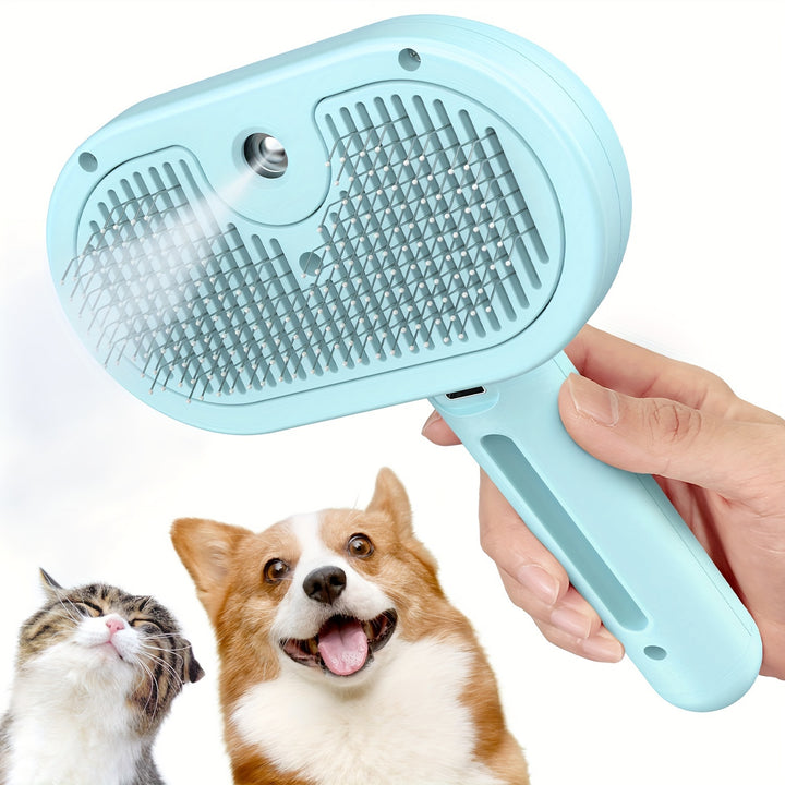 LIVEKEY Multifunctional Cat Steam Brush - USB Rechargeable Pet Grooming Tool for Shedding and Cleaning, Stainless Steel Bristles, Water-Activated, Dog Massager, Best Cat Hair Brush