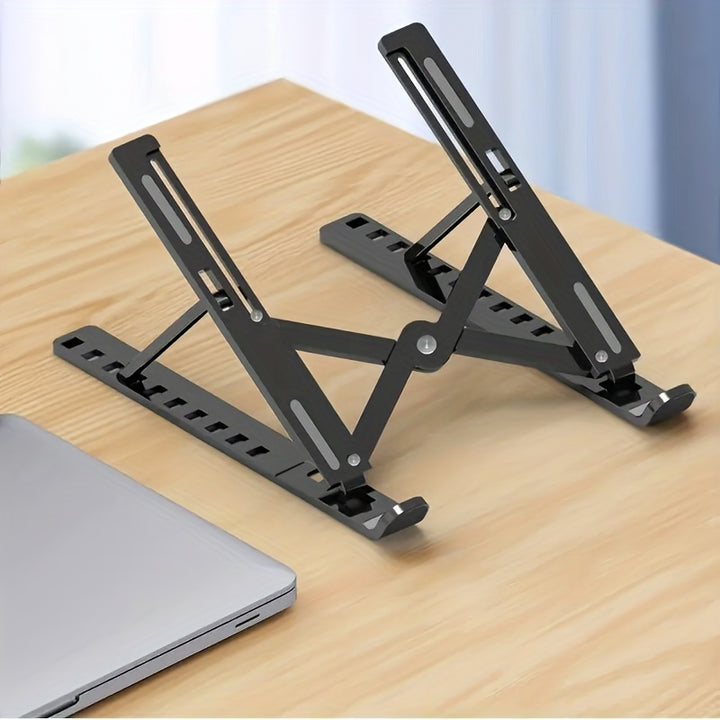 [Ten Levels Adjustable Laptop Stand] Laptop Stand Single Fork Folding Lift Cooling Base Desktop Tablet Portable Bracket Compatible With All Notebook ABS Material Ten Levels Adjustable