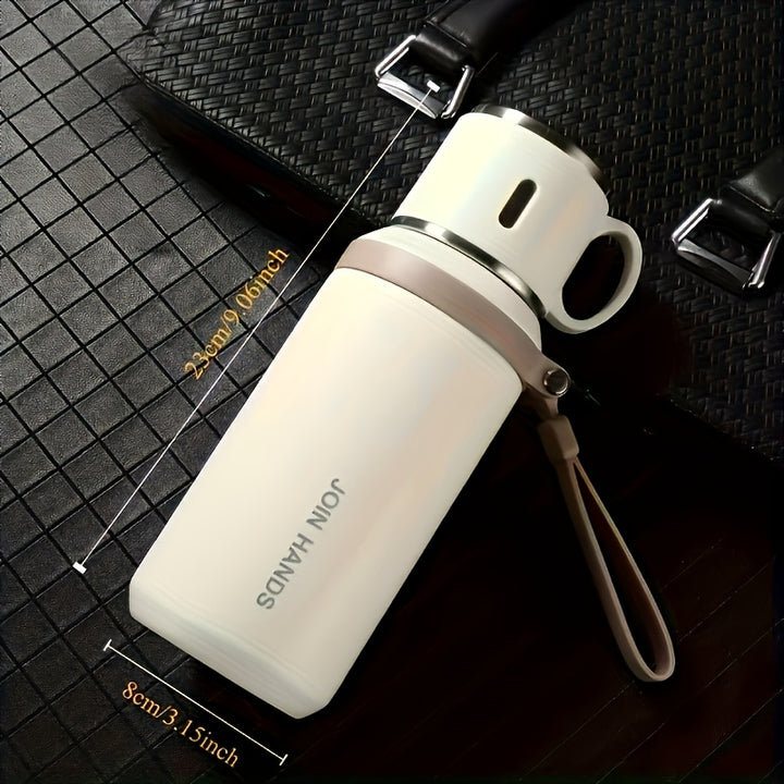 1pc 600ml 21 Oz Grande Capacité Bouteille Sous Vide en Acier Inoxydable 316, Cap & Tasse 2 Bouteille d'Eau Chaude, Tasse d'Eau Chaude, Double Isolation, Ultra Portable, Design Polyvalent, Parfait Pour Voyage, Maison, Bureau, École Et Anniversaire Unique