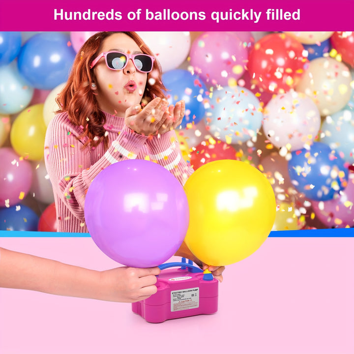 [IDAOdan Electric Balloon Pump] IDAODAN 600W Electric Balloon Pump in Vibrant Rose Red - Quick 3-Second Inflation, Portable with Dual Nozzle - For Party, Wedding & Birthday Decorations, Includes Balloon Tying Tool, Shock-Proo