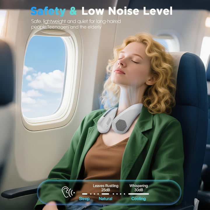 [5200mAh Portable Neck Fan] Rechargeable Portable Neck Fan - 5200mAh USB-Powered Hands Free Bladeless Cooling Fan With 3 Speed | Compact & Lightweight For Outdoor, Travel, Picnic, BBQ, Fishing, Jobsite | Battery Powered (4-16