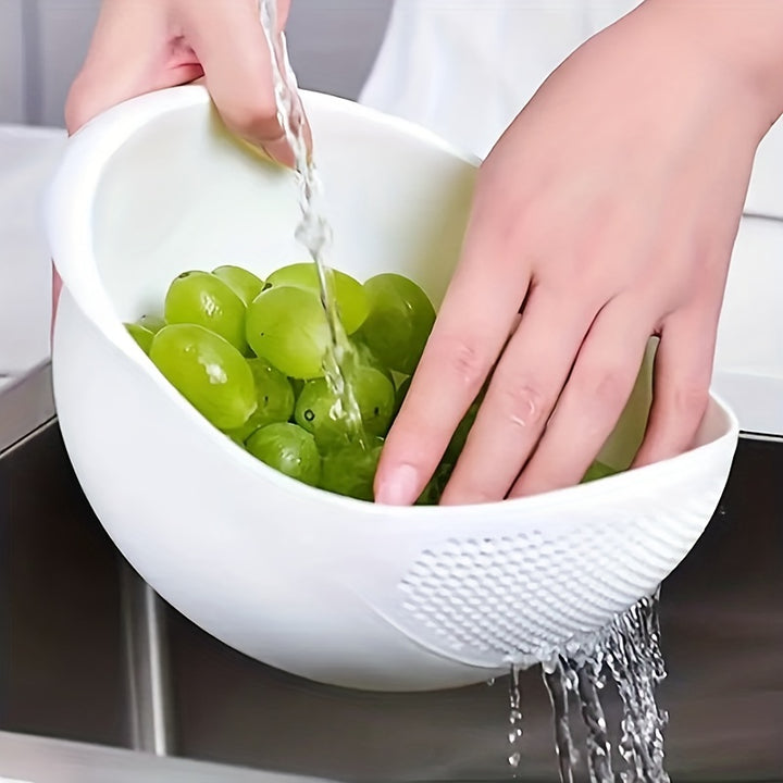 1pc, Plastic Rice Washing Bowl With Strainer - Efficiently Wash Small Grains And Kitchen Gadgets