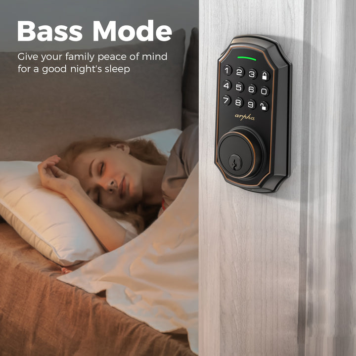 [Smart Keyless Entry Door Lock] Arpha Smart Keyless Entry Door Lock - Auto Lock/Unlock, 100 Code Anti-Peek Combination, Easy Installation, Low Battery Alarm, Strong & Heavy Zinc Alloy, Black & Orange, for Secure Home Access,