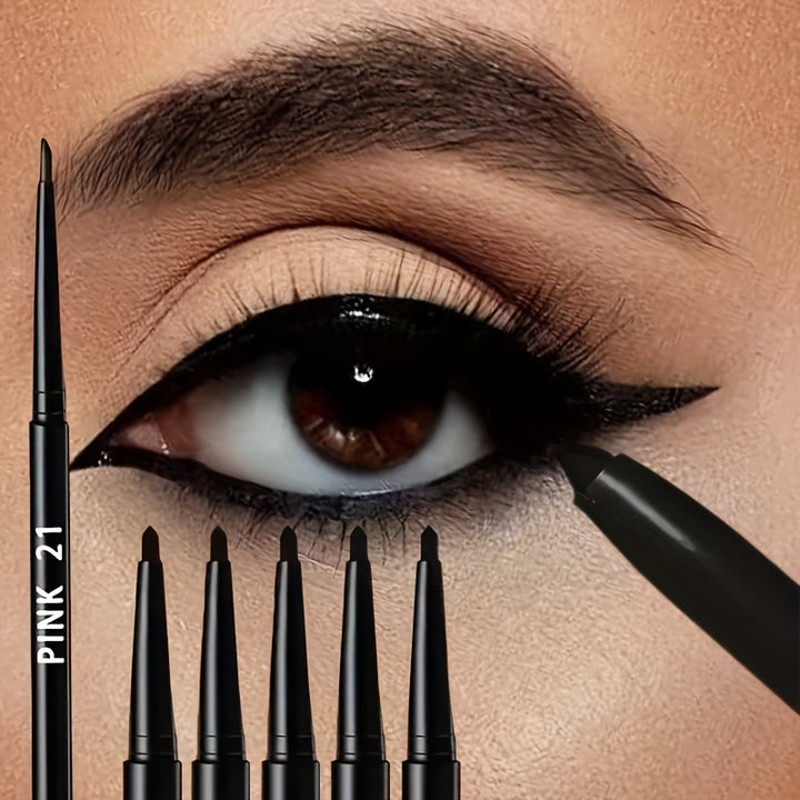 Long-Lasting, Smudge-Proof 5-Pack Black Waterproof & Sweat-Proof Eyeliner Pencil - Easy Glide Formula for Perfect Wings - Bold Eye Makeup