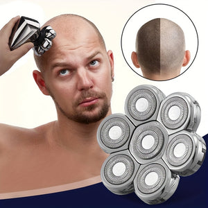 [7 Blades Universal Shaver Head] 7 Blades Universal Electric Shaver Replacement Head Accessories, Easy Install Razor Head For Bald Shaving Tool, Compatible With Various Razor Models, Smooth Face & Head Shaving Accessory