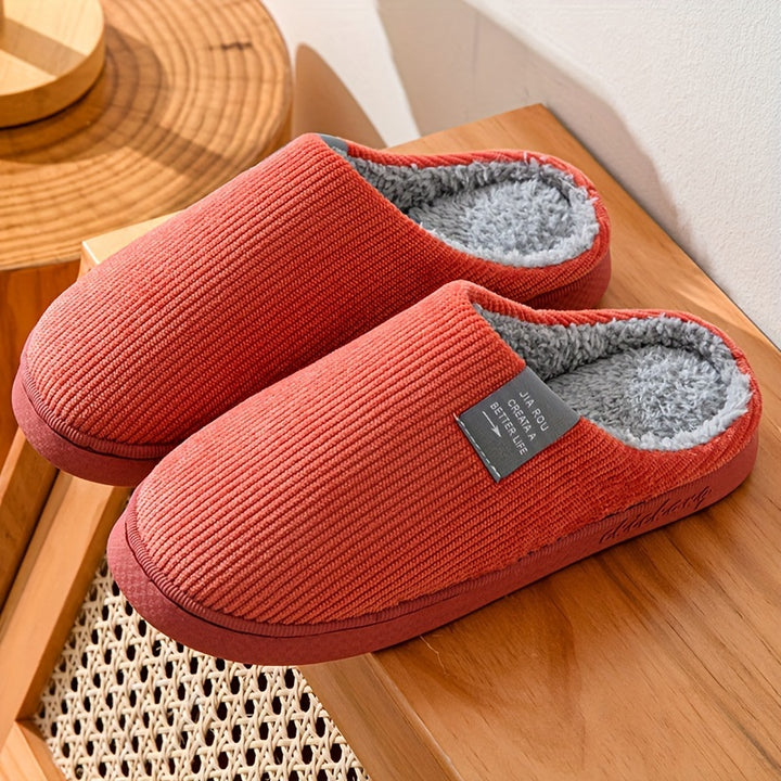 Cozy Plush-Lined Winter Slippers for Couples - Non-Slip, Thick Sole Indoor Shoes with Soft Fabric Lining