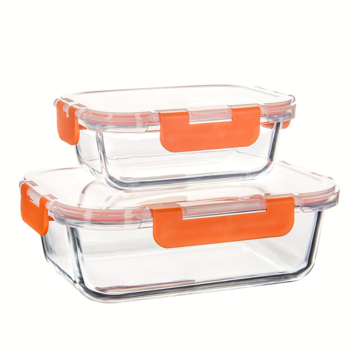 2/10 Stück Glas-Mahlzeitvorbereitungsbehälter Set, Lebensmittelaufbewahrungsbehälter mit luftdichten Deckeln, Glas-Lunchboxen für Zuhause, Küche, Büro-Lunch